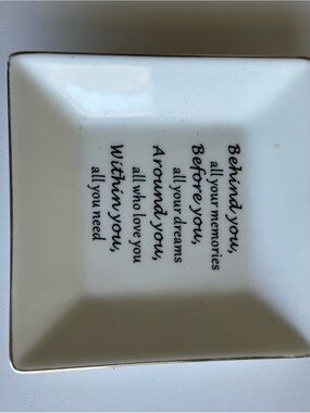 White Ceramic Trinket Tray with Inspirational Text